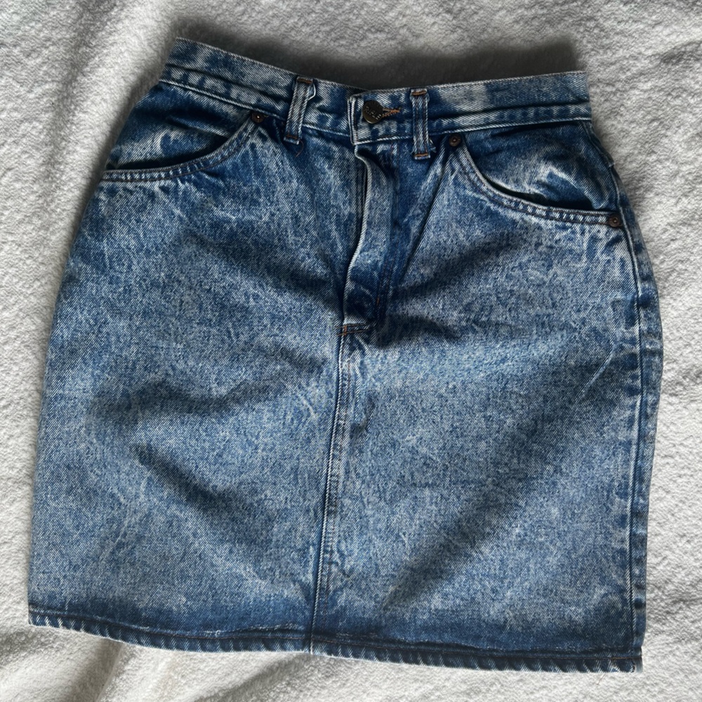 VTG Rifle "The Golden Rifle" Acid Wash Denim Mini Skirt‎ | Size 24/25